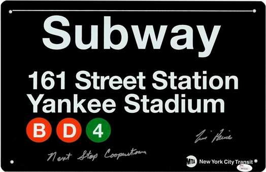 Tim Raines Signed & Inscribed Yankee Stadium Subway Sign (JSA)